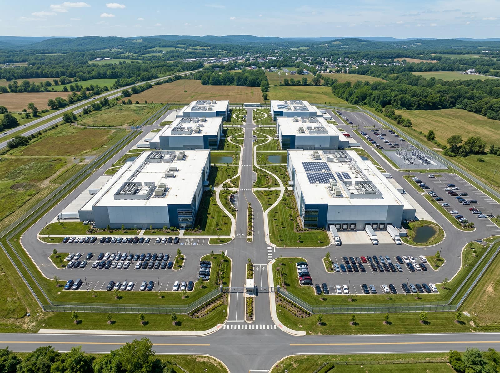 Aerial view of an infrastructure campus
