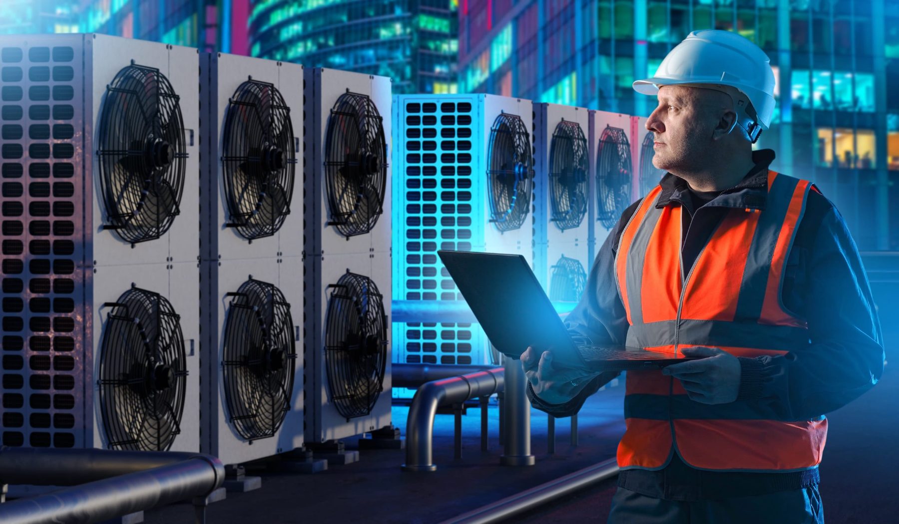 Field engineer at work on a mission-critical jobsite