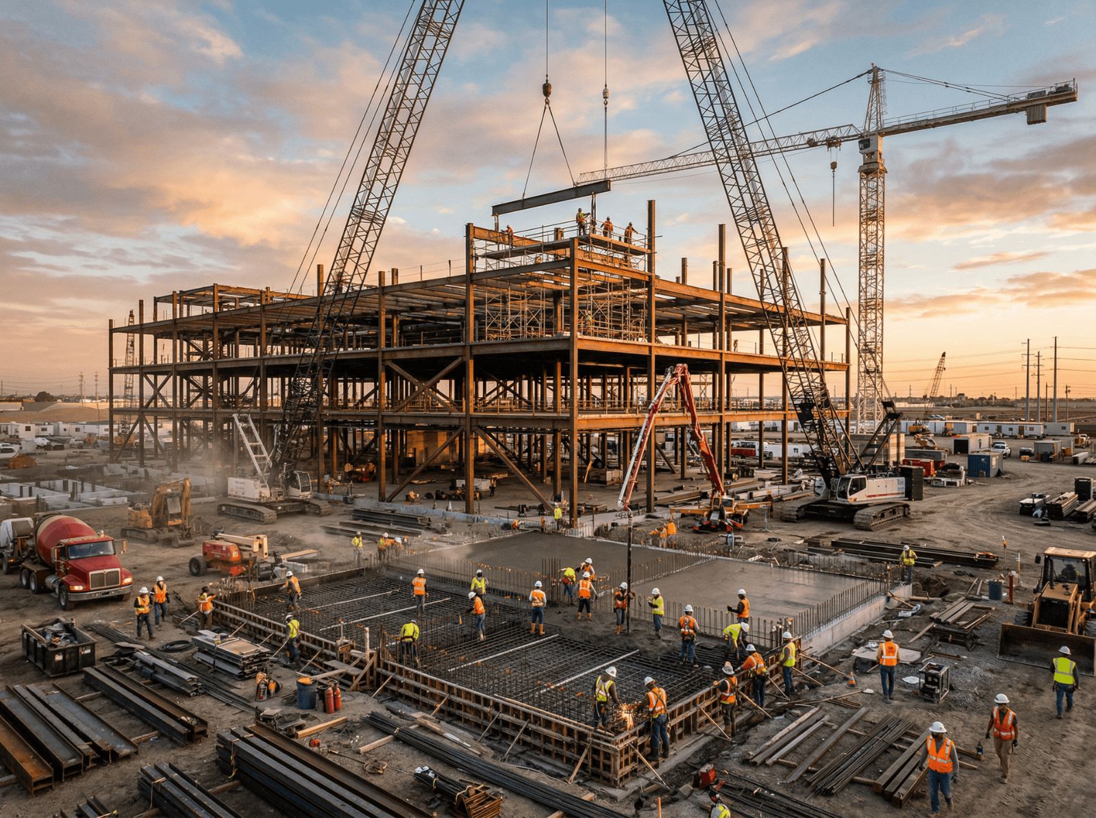 Large-scale core and shell construction
